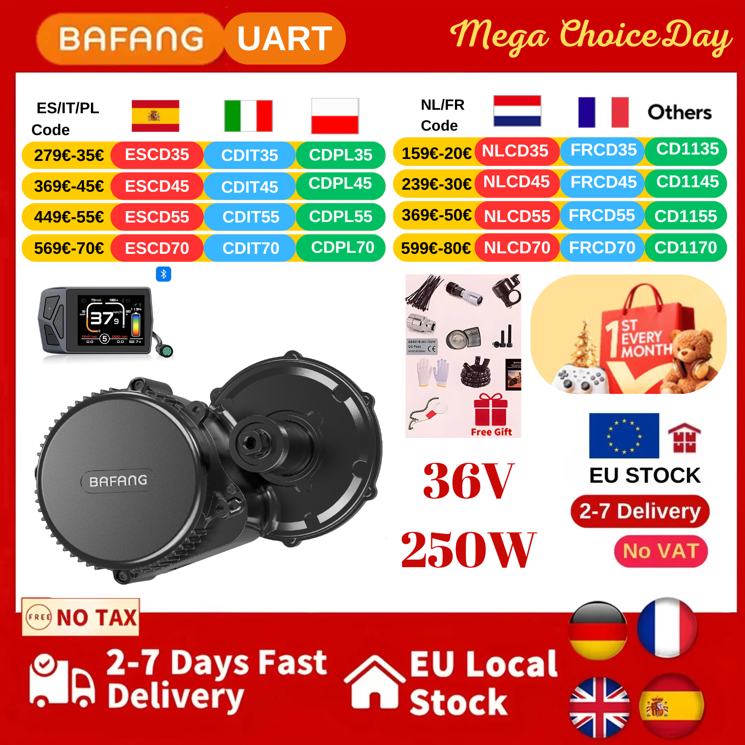 UART Bafang BBS01 BBS01B 36v 250w kit de conversão ebike bicicleta elétrica kit de motor de acionamento médio motor de bicicleta kits de bicicleta elétrica
