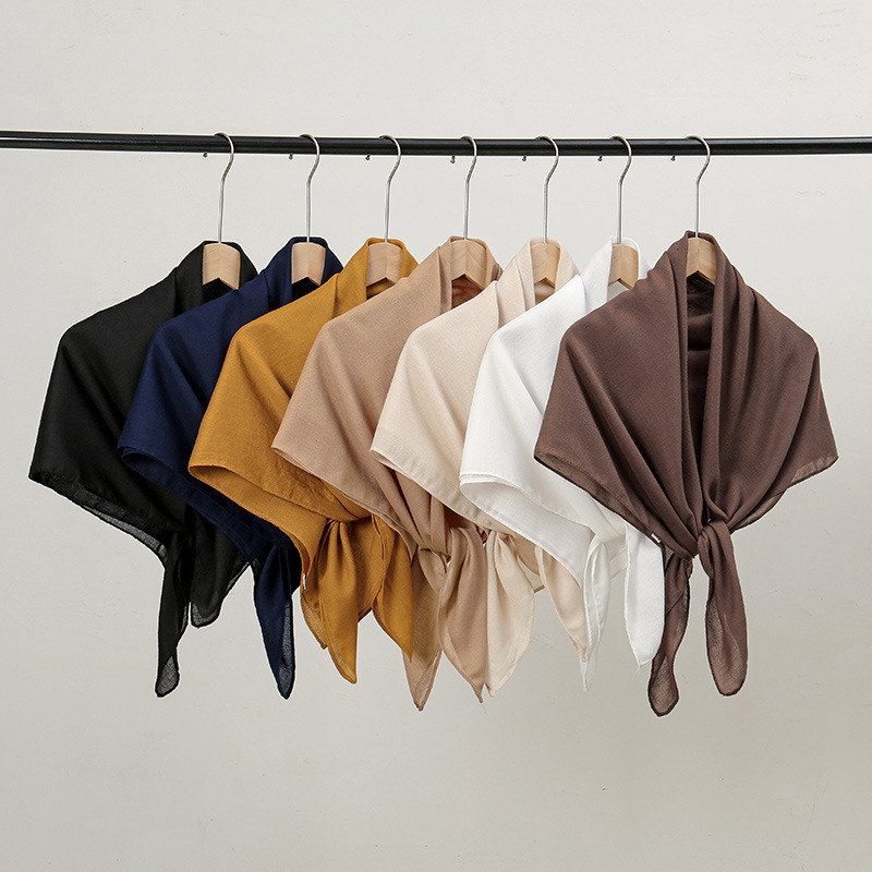 90*90 cm Dunne Zachte Vierkante Sjaals voor Vrouwen Eenvoud Effen Kleur Katoen Linnen Hoofddoek Moslim Vrouwelijke Hijaabs tas Accessoires