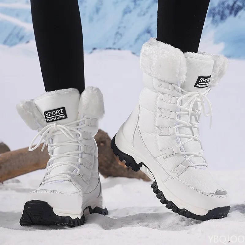 Bottes chaudes d'hiver à semelle intermédiaire pour femmes, épaisses, résistantes au froid, simples, confortables, antidérapantes, résistantes à l'usure, bottes de randonnée en plein air