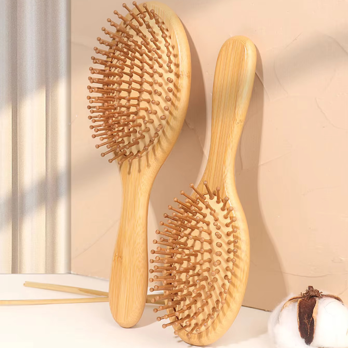 1pc pente de madeira natural almofada de ar de bambu pente alta elástica cabeça cabelo liso não atado prático pente perda de cabelo escova de massagem