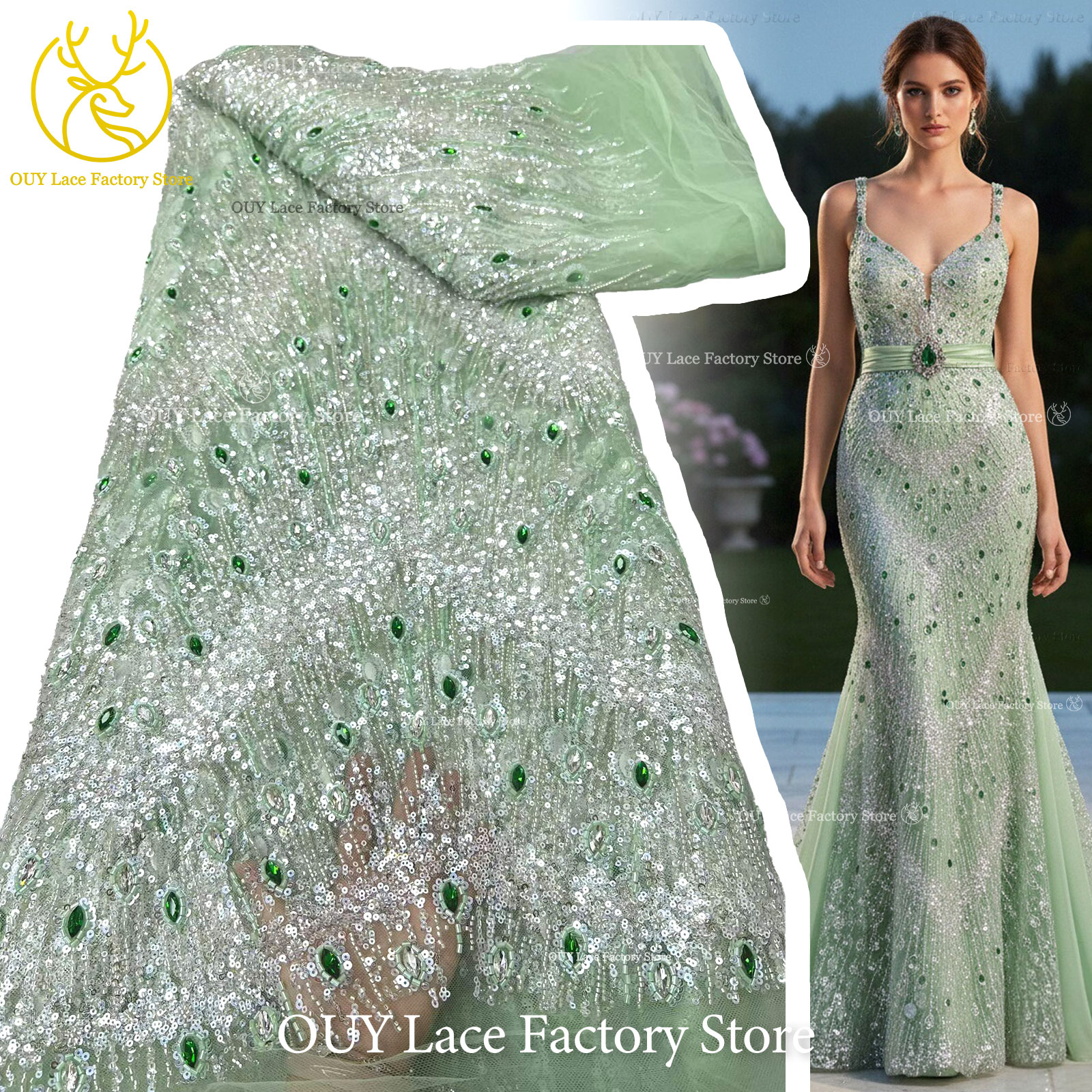 Nuevo Diseño 2026: Tela de Encaje Nigeriano con Cuentas de Diamantes y Lentejuelas Africanas, Tul Bordado con Piedras para Vestidos de Banquete y Boda