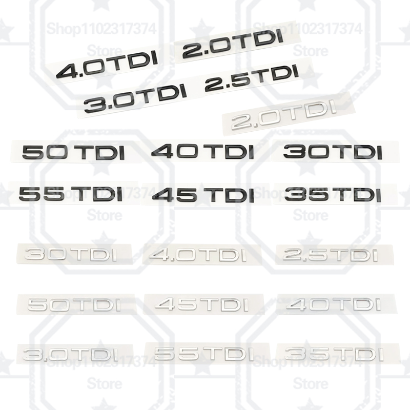 Pegatina 3D ABS para coche 2,0 2,5 3,0 4,0 TDI 30 35 40 45 50 55 TDI A4 A5 A6 A7 A8 Q5 Q7 emblema de letras insignia decorativa para maletero trasero