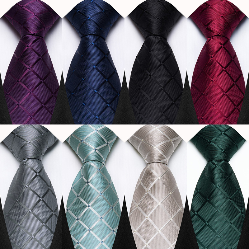 Luxo 8cm gravata masculina xadrez & verifica gravatas para homem noivo padrinho jacquard tecido ascot formal acessórios de festa de negócios