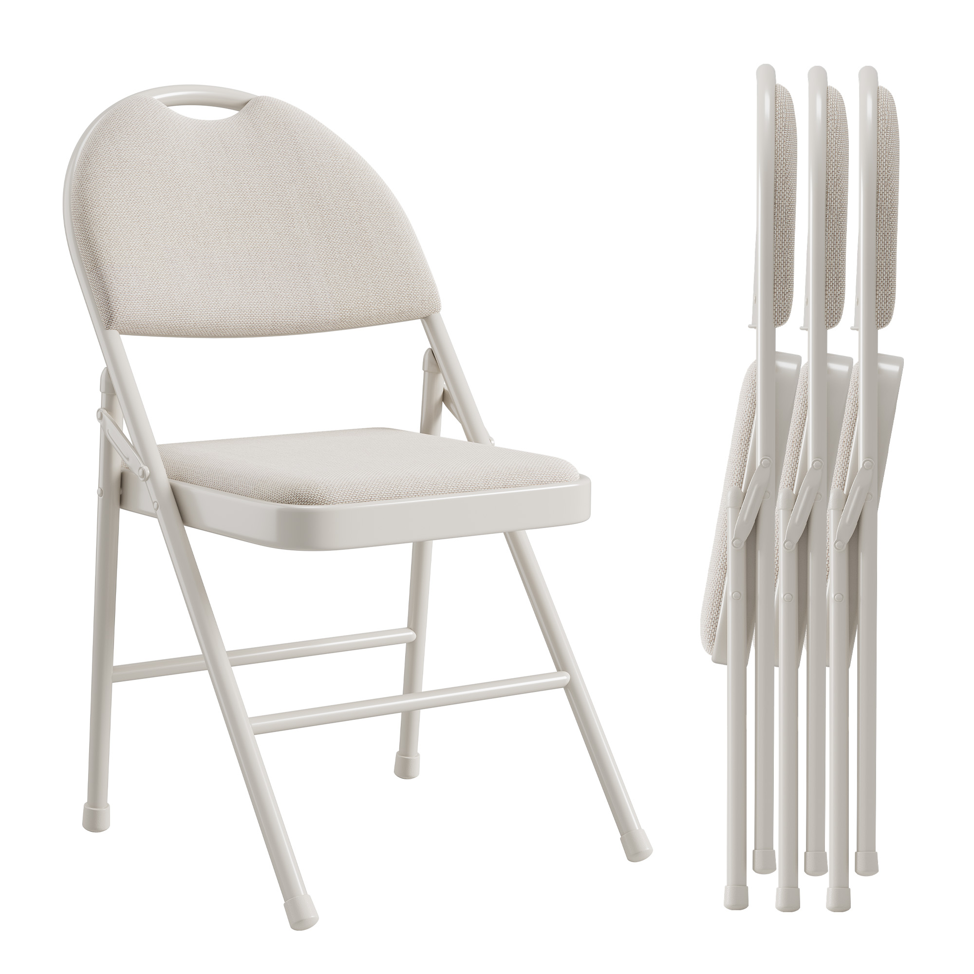 Gepolstertes Klappstuhl-Set mit Metallrahmen, Stoffpolsterung für Sitz und Rückenlehne, Stapelbar für Innen/Außen, Büro, Party, Veranstaltungen, Konferenzen