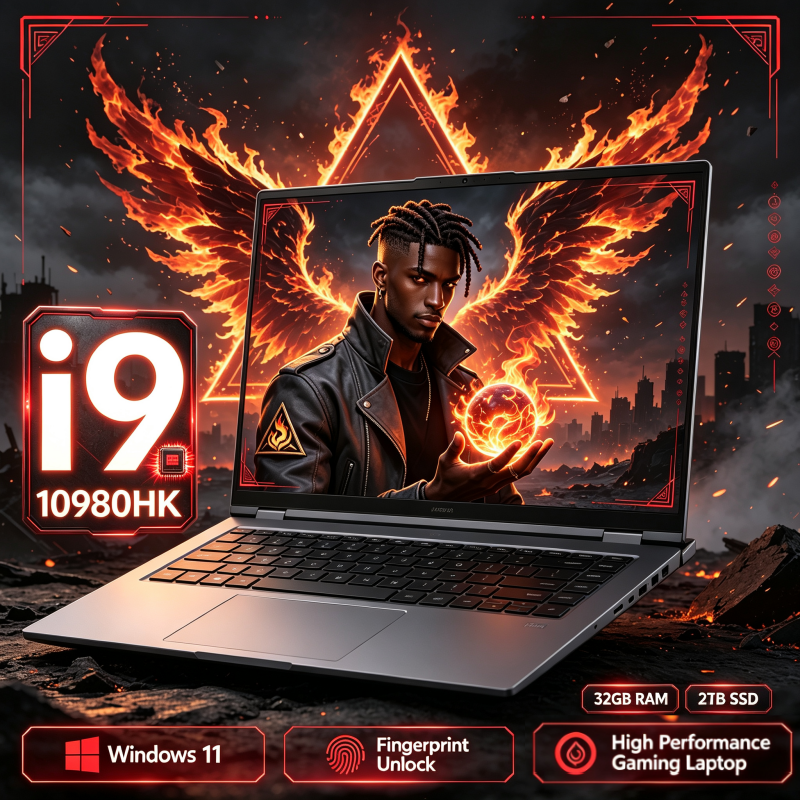 i9-10980HK 32GB RAM 2TB NVMe Windows 11 Pro RGB Backlit Keyboard Fingerprint Unlock Portable Business Student Notebook PC