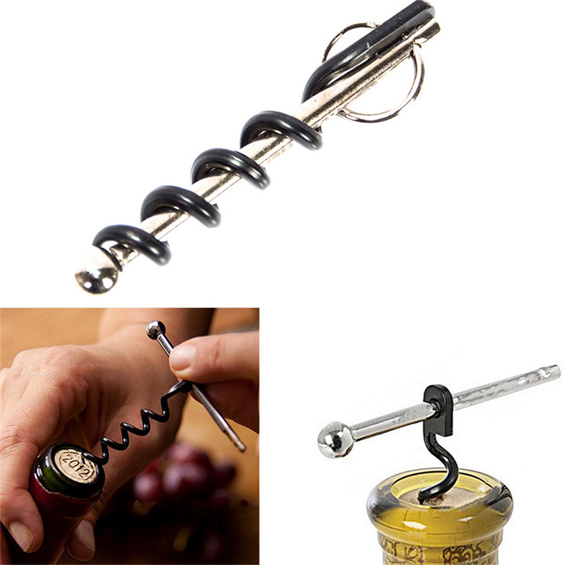 Mini Wijn Bier Flesopener Draagbare Roestvrijstalen Kurkentrekker Dubbele Scharnierende Fles Kurkentrekker Outdoor Sleutelhanger Wijnopener Bar