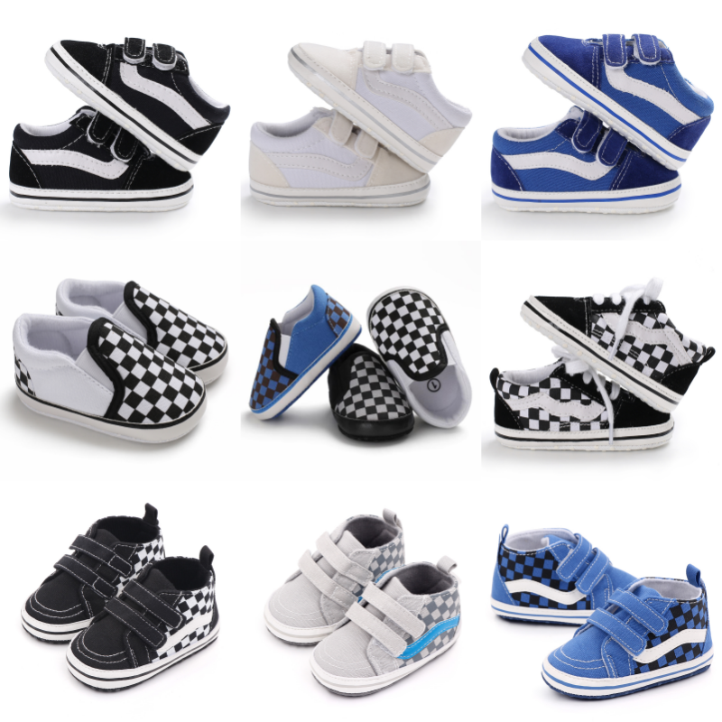 รองเท้าเด็กชายหญิงลายสก๊อตพิมพ์ Casual Canvas Soft Sole ทารกแรกเกิดกีฬา First Walkers รองเท้าเปล Unisex