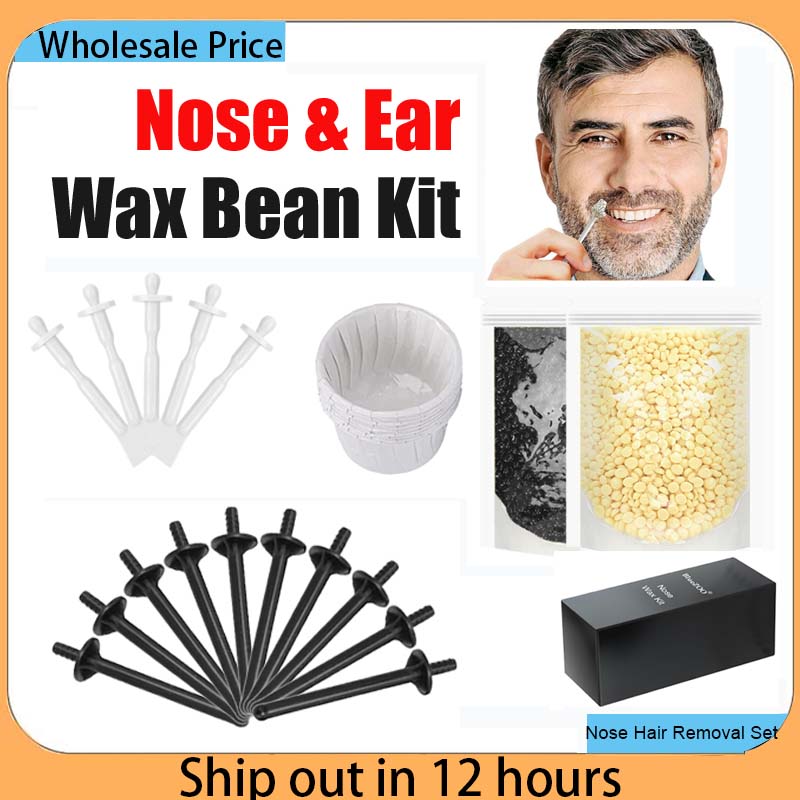 Juego de cera para depilación de nariz portátil, Kit de frijoles de cera para nariz indoloro, Kit de cera de limpieza para cabello de nariz sin papel para hombres y mujeres