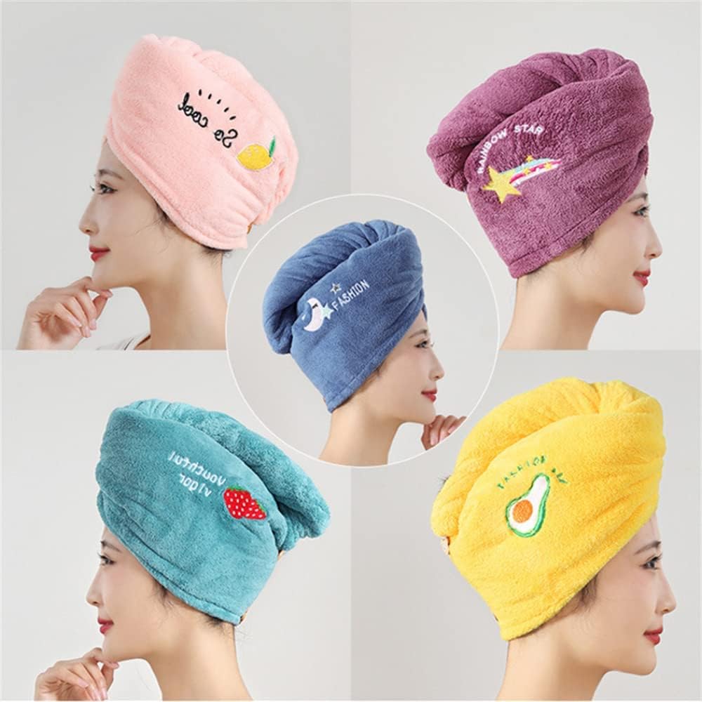 Toalla para el cabello de secado rápido, toalla para el cabello de secado, turbantes para envolver el cabello húmedo, toalla para el cabello de microfibra, gorro suave para secar el cabello con bordado