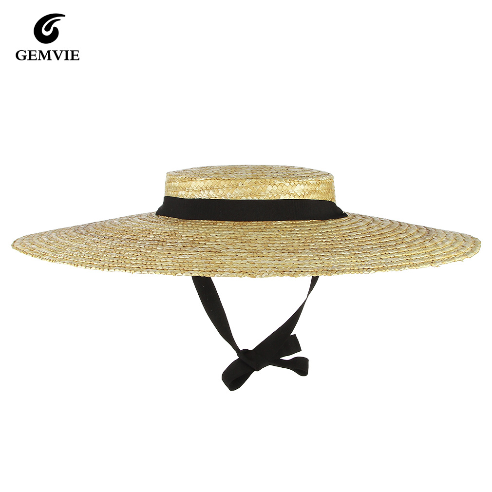 Chapeaux d'été pour femmes, nouveau chapeau à large bord, casquette de plage, chapeau de soleil à dessus plat, chapeau d'été en paille pour femmes, 2022