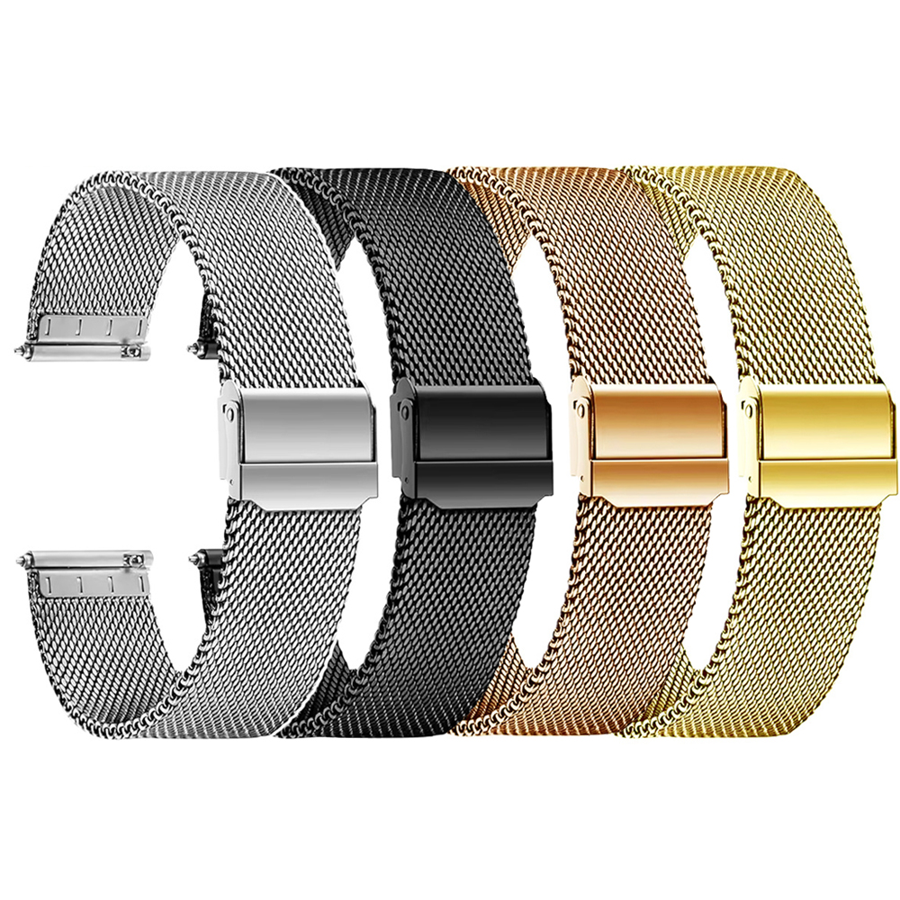 Bracelet de montre milanais en acier inoxydable 18mm 20mm 22mm, bracelet en maille à boucle métallique pour Huawei Samsung Garmin