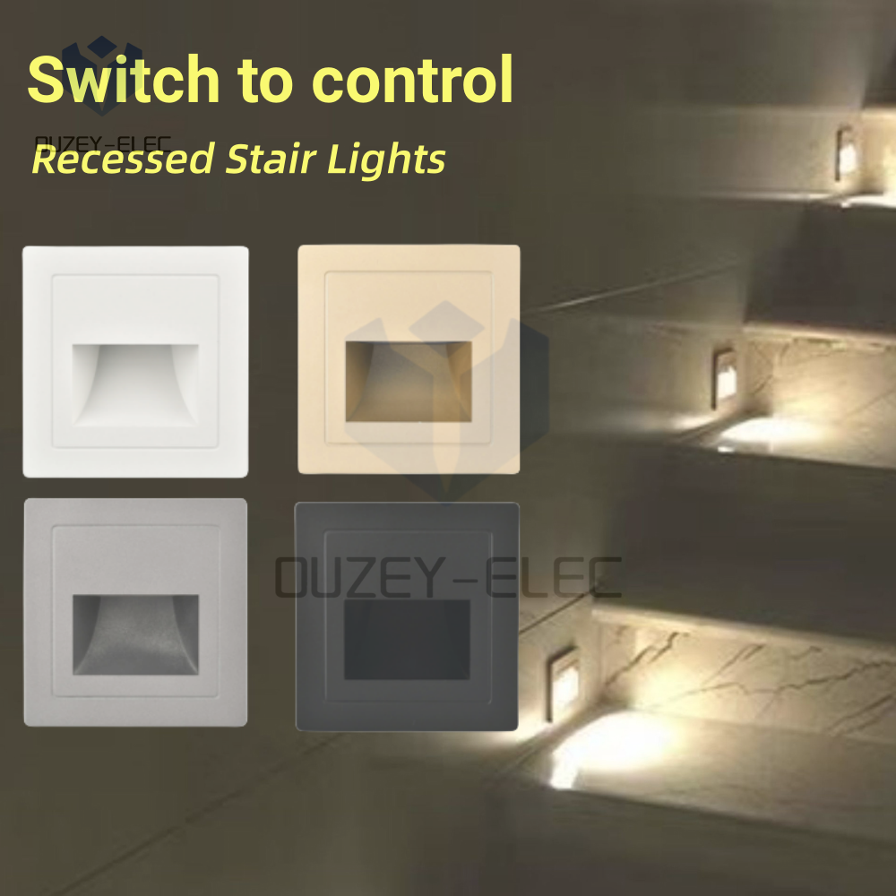 Luces de paso empotradas para exteriores, interruptor de luz de escalera para controlar escaleras, 6000k, 3000k, luces LED de cubierta, iluminación interior de pasillo
