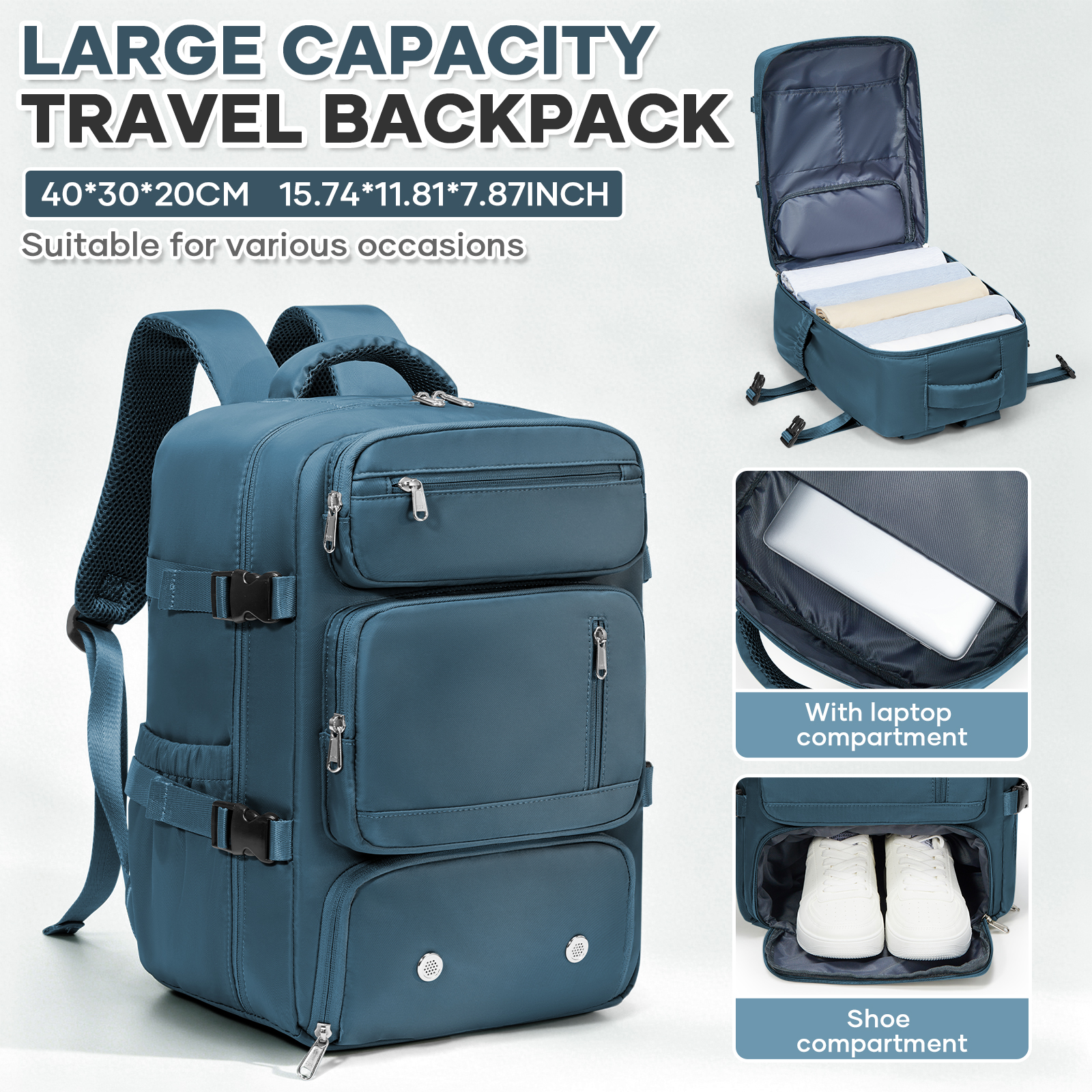 Bolsa de cabina Ryanair 40x30x20, mochila de viaje para mujeres y hombres, bolsa para portátil de negocios, mochila de mano para cabina, bolsa para la universidad