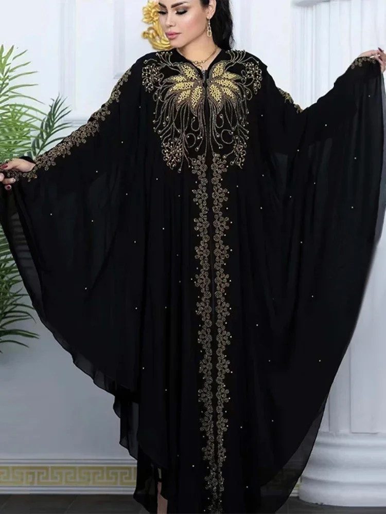 Eid vestido muçulmano para mulheres manga morcego abaya diamante jalabiya marrocos caftan vestidos de festa dubai abayas kaftan vestidos longo robe