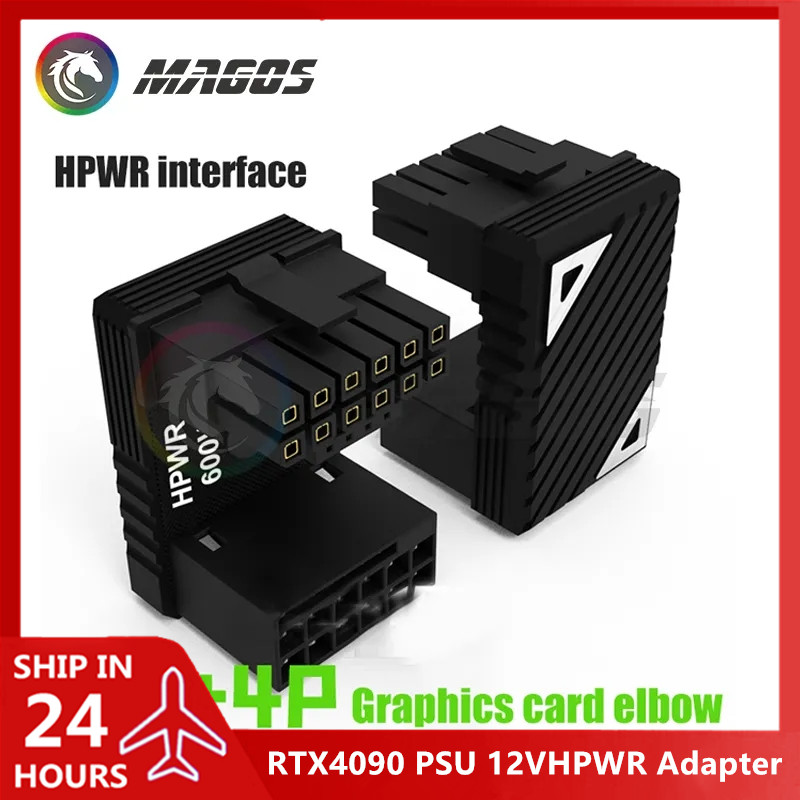 RTX4090 Блок питания 12VHPWR Адаптер Рулевой разъем графического процессора 16-контактный 16P ATX3.0 600 Вт Колено 12 + 4-контактный проводка Артефакт черный/серебристый