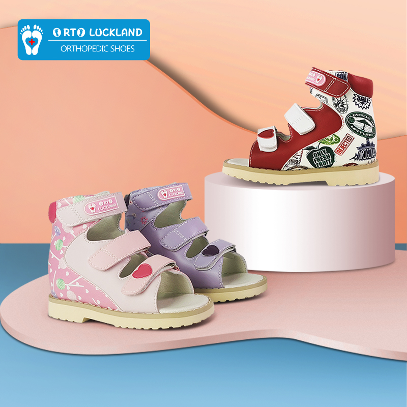 Sandales d'été en cuir pour filles, chaussures orthopédiques pour enfants, petites tailles 1 2 3 ans