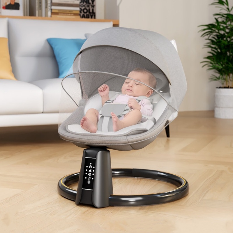 Cadeira de balanço elétrica para bebês pode ser conectada a Bluetooth para tocar música Cadeira de balanço para bebê pode deitar na cama confortável