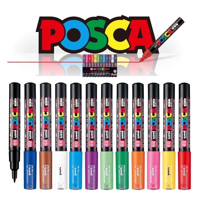 Полный маркер Uni Posca PC-1M 3M 5M, многоцветный акриловый rotulador permanente POP, шатер с граффити для ткани, рок-металл