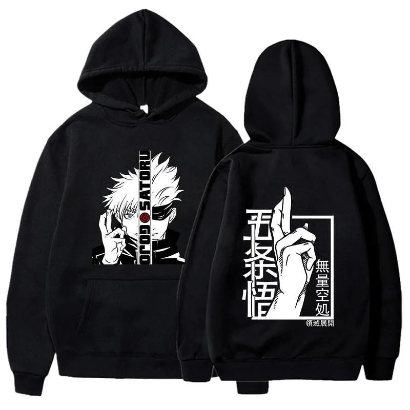 Nuova felpa anime Cool Gojo Satoru stampa grafica Felpa con cappuccio stampata moda uomo Felpa con cappuccio casual Top Felpa con cappuccio da uomo Abbigliamento