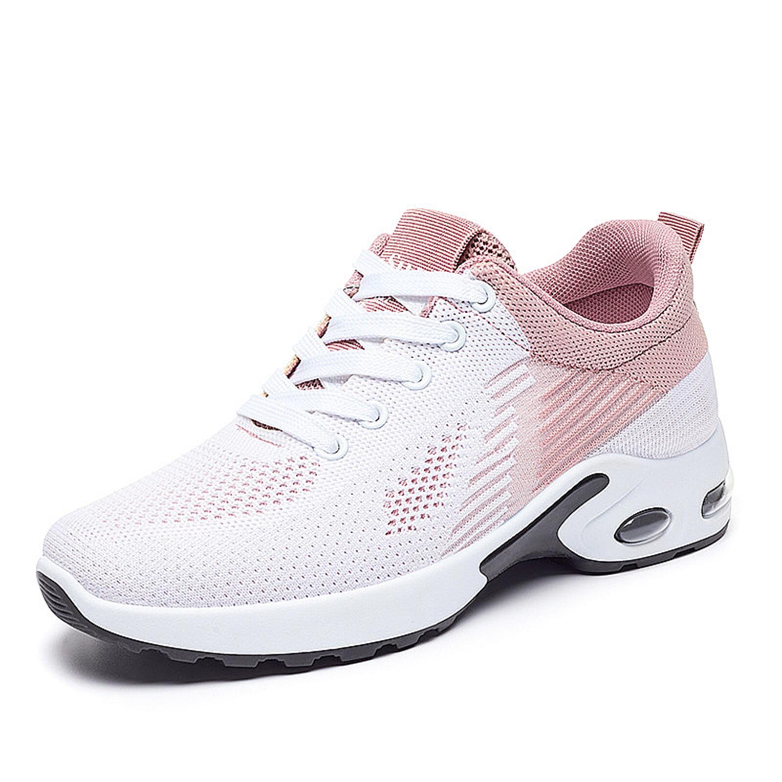 Scarpe da corsa da donna con lacci traspiranti, scarpe da ginnastica atletiche con cuscino d'aria con rete leggera, scarpe da allenamento per sport all'aria aperta