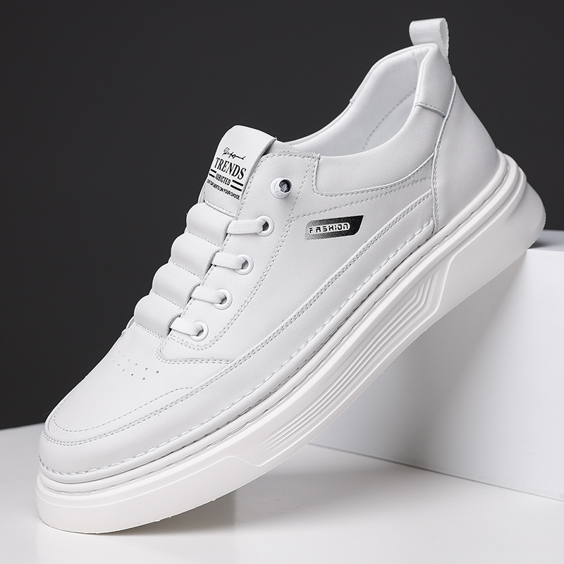 Chaussures décontractées en cuir PU pour hommes, style britannique, chaussures plates pour la marche en plein air, chaussures noires à semelle souple, confortables, simples, chaussures de sport
