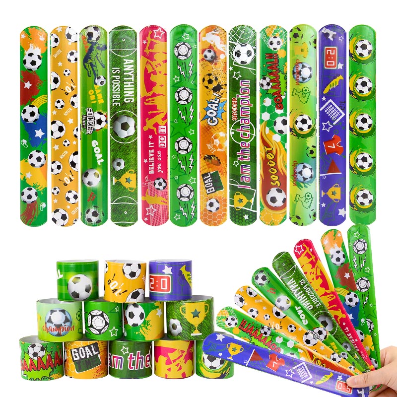 12/24 buah gelang sepak bola bertepuk lingkaran dekorasi dunia gelang sepak bola anak Olahraga Tema Perlengkapan pesta ulang tahun