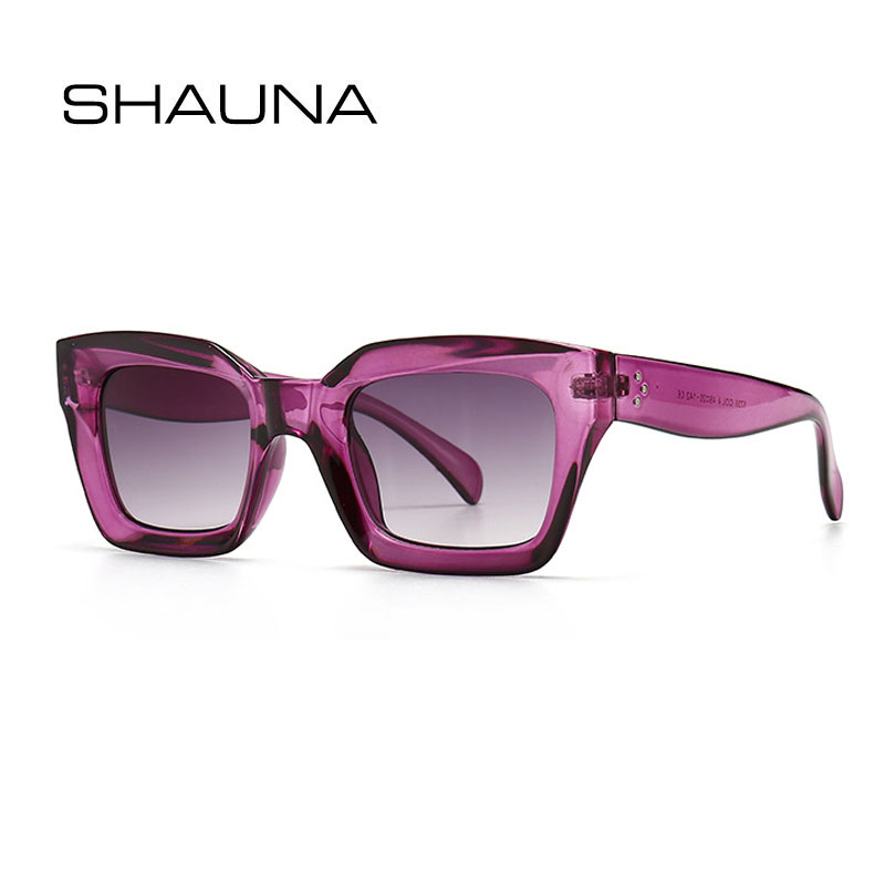 Shauna Klinknagels Mode Vierkante Zonnebril Vrouwen Merk Designer Retro Blauw Paars Eyewear Mannen Gradiënt Zonnebril Tinten UV400