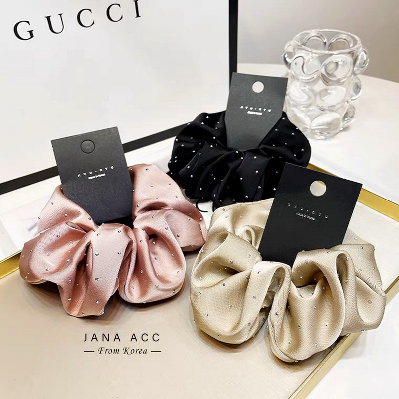 2023 Vrouwen Mode Zijden haar elastiekjes Met Strass satijn haar elastiek scrunchies Meisjes Big Hair Tie Balck Knapperige Voor Haar Accessoires