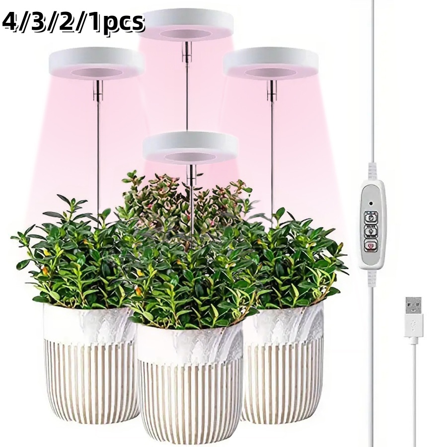 1/2/3/4 Stück Wachstumslicht Vollspektrum-LED-Pflanzenlicht Innenwachstumslicht 2/4/8H Automatischer Timer Helligkeit Höhenverstellbar