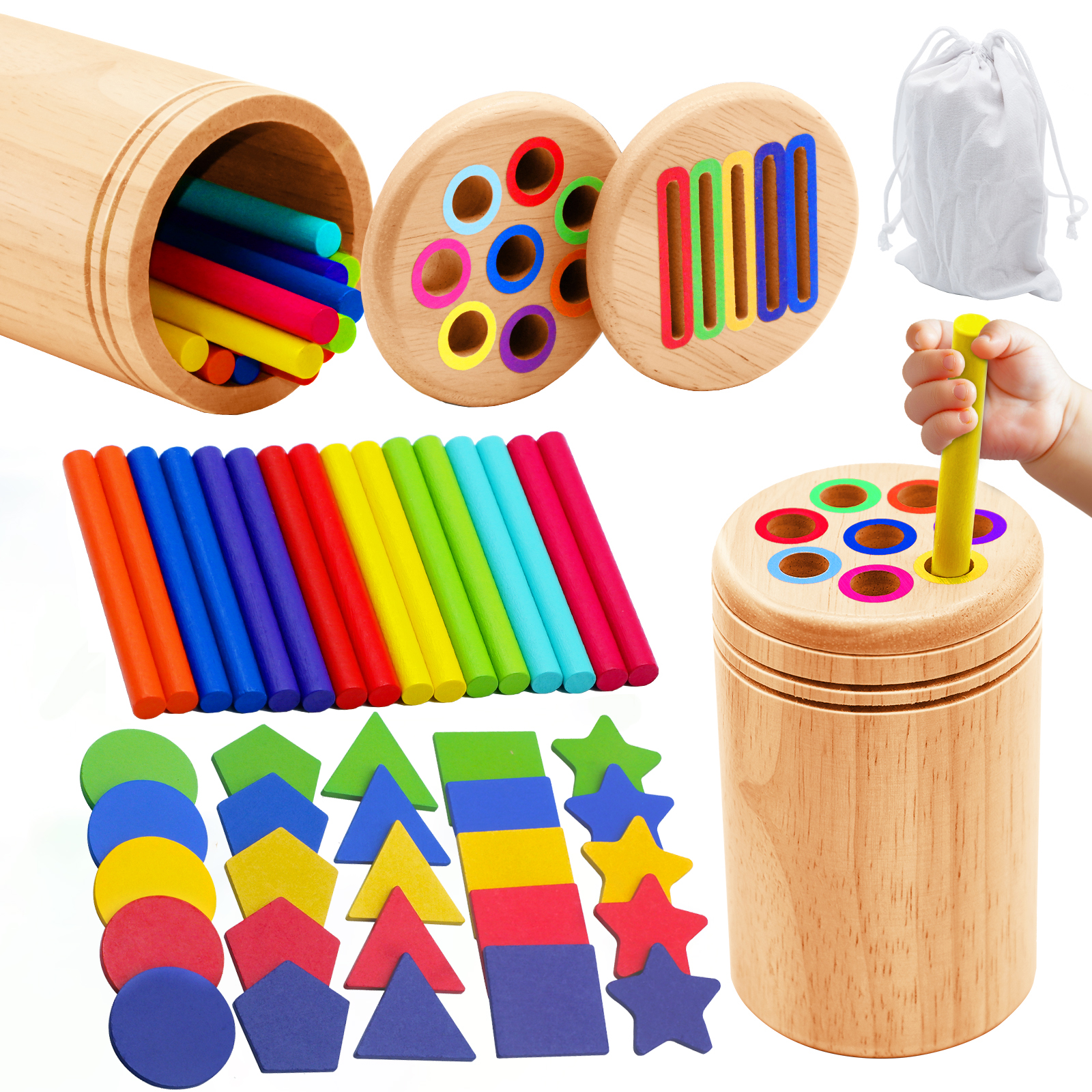 Jouets en Bois Montessori pour ApprentiCumbria des Mathématiques, Bâton de Tri et d'ApprentiCumbria de la Motricité Fine pour Enfant