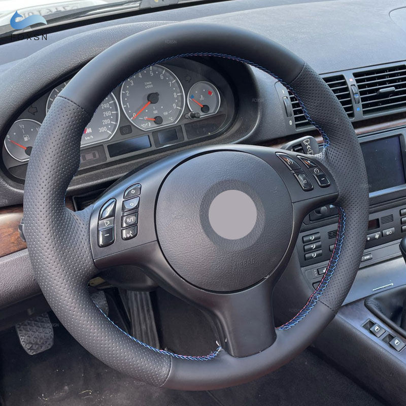 Car Inner Steering Wheel Cover For BMW M Sport M3 E46 Coupe 2000-2006 M5 E39 Perforated Microfiber Leather w/ Needles & Threads