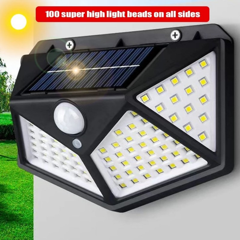 Applique Murale à 100 LED avec Capteur de Mouvement PIR, Luminaire Décoratif d'Extérieur, Idéal pour un Jardin ou une Rue, 1/2/4/6 Pièces