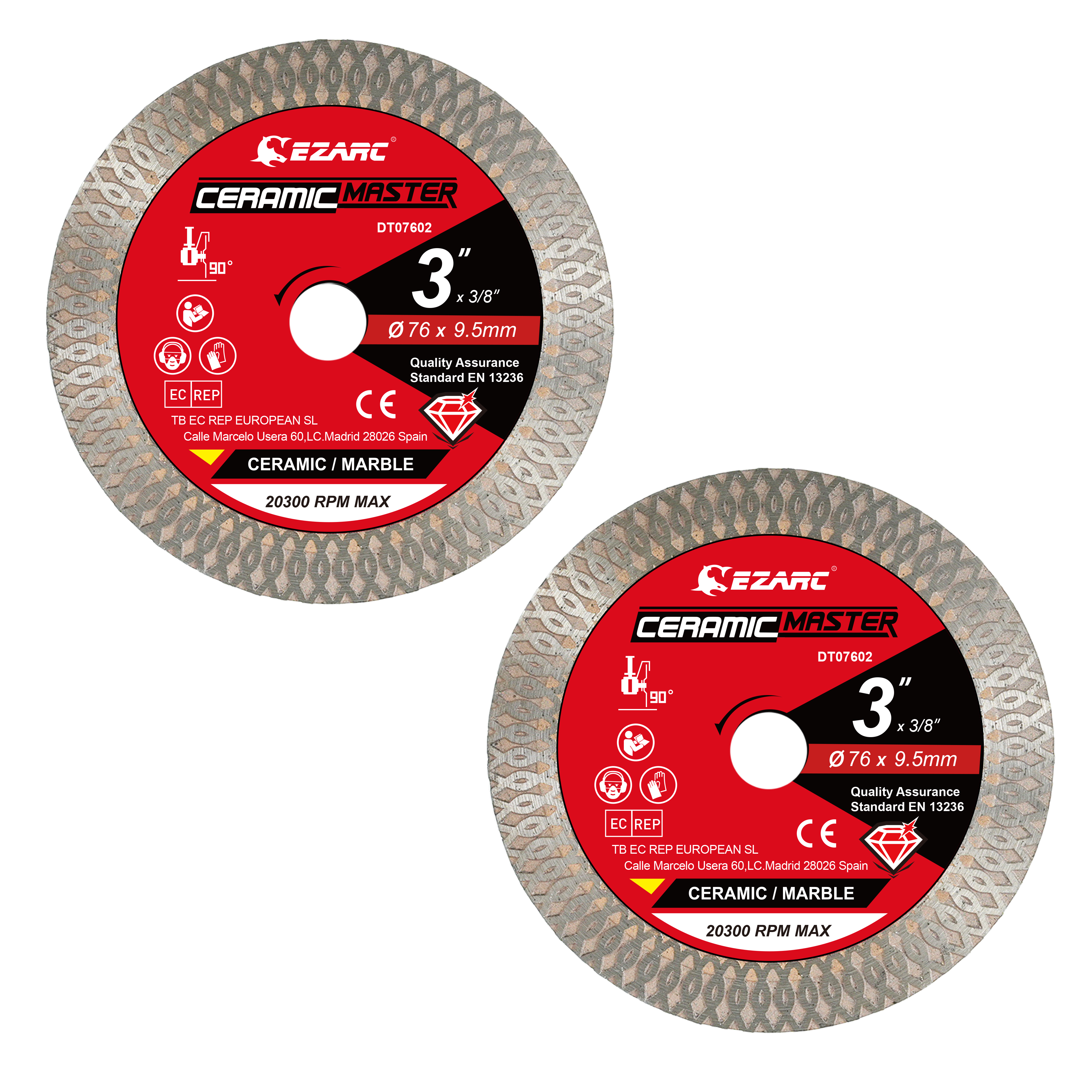 EZARC 3 นิ้ว Super Thin Diamond Blades,2pcs กระเบื้องใบมีด,เพชรใบเลื่อย, สําหรับตัดเรียบเซรามิคหินแกรนิตหินอ่อน Porcelain