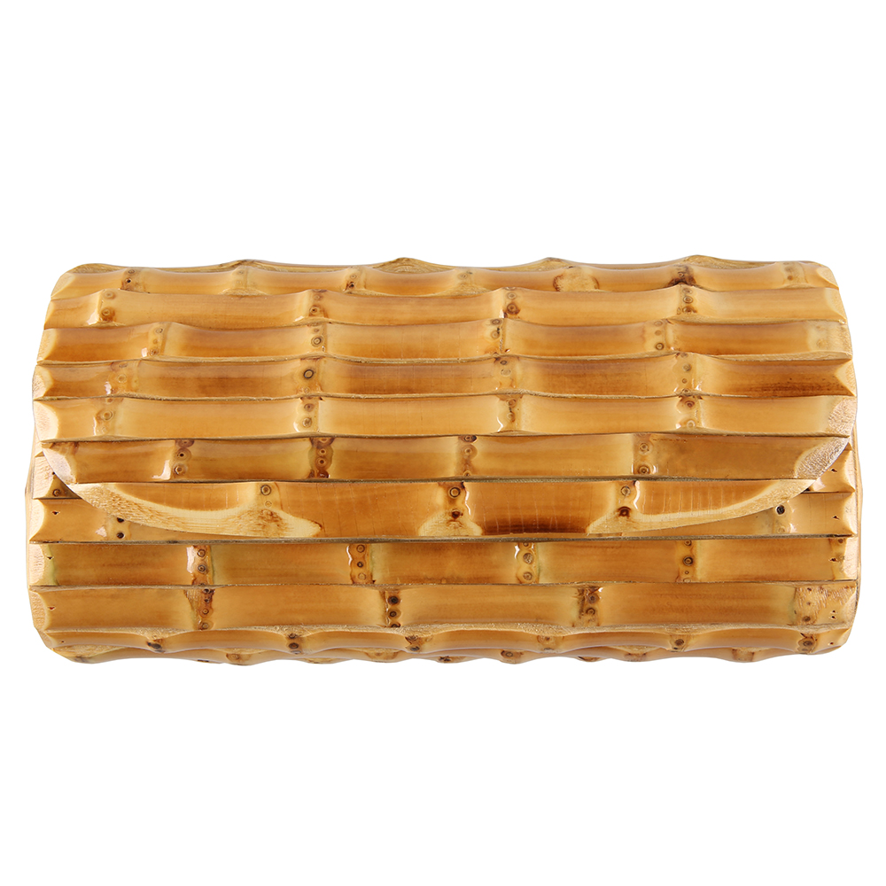 Nilerun marque mode Vintage rétro bois dur rotin paille soirée sac à main portefeuille Unique à la main naturel bambou racine pochette