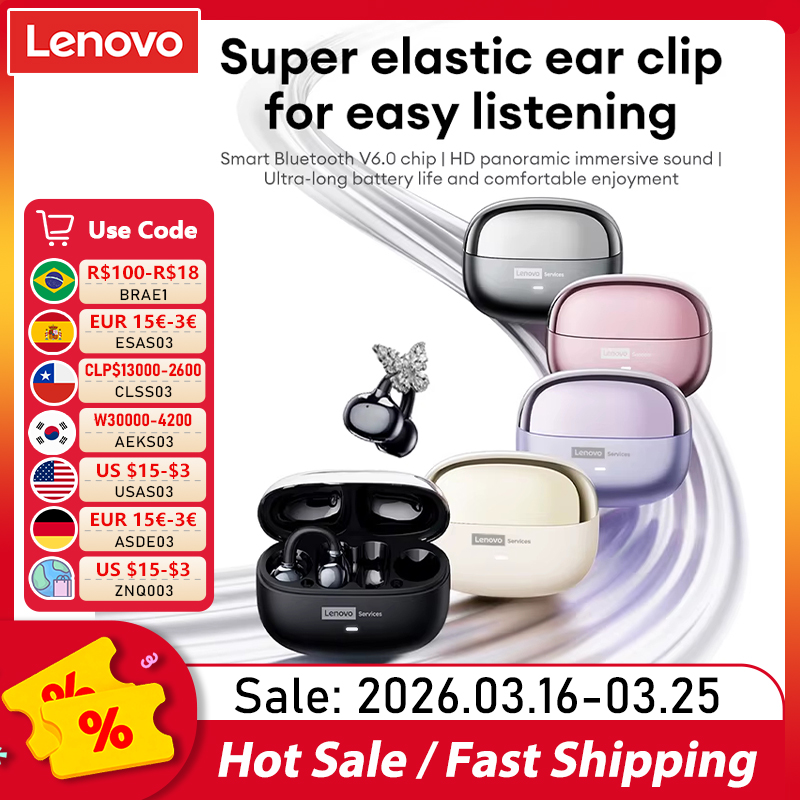 Choix Lenovo LE302 OWS clip d'oreille sans fil écouteurs faible latence HD appel Bluetooth casque HiFi musique Sport mode écouteurs