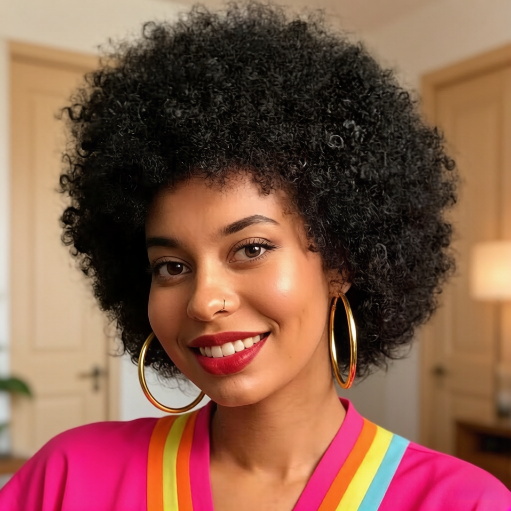 Naturalna czarna peruka afro kręcona 4A/4B z włosów naturalnych - krótka peruka wykonana w całości maszynowo, o puszystej i objętościowej teksturze, peruka z włosów.