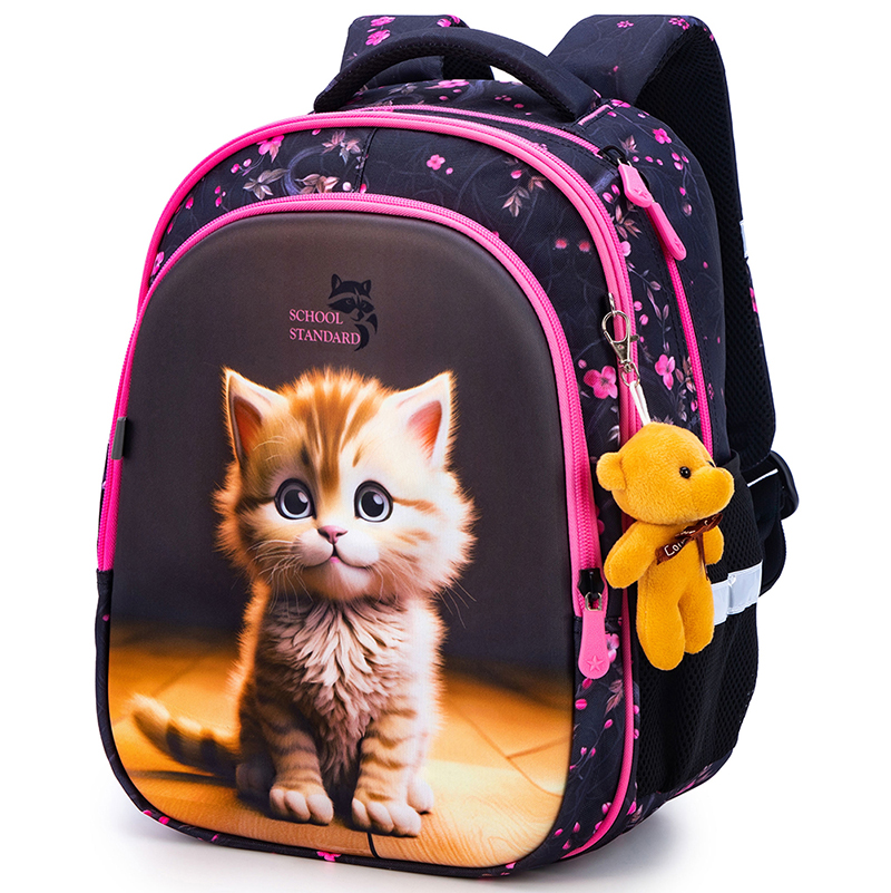 Mochilas de escuela ortopédicas para niñas, mochilas plegadas 3D de gato de dibujos animados, Mochila Escolar impermeable para niñas, Mochila Escolar para niños
