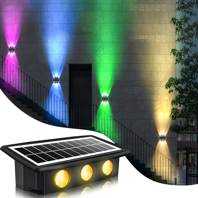 Decoratieve Zonne-Energie Wandlampen Solar Tuin Trap Verlichting Ip65 Waterdicht Rgb Wit Warm Wit Kleurrijk Buiten Zonne-Licht
