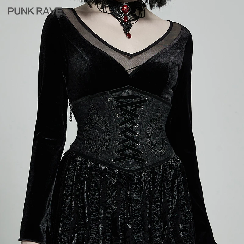 PUNK RAVE-corsé gótico para mujer, precioso corte Vintage, vestido de fiesta de graduación, faja negra, accesorios, diseño de cuerda ajustable