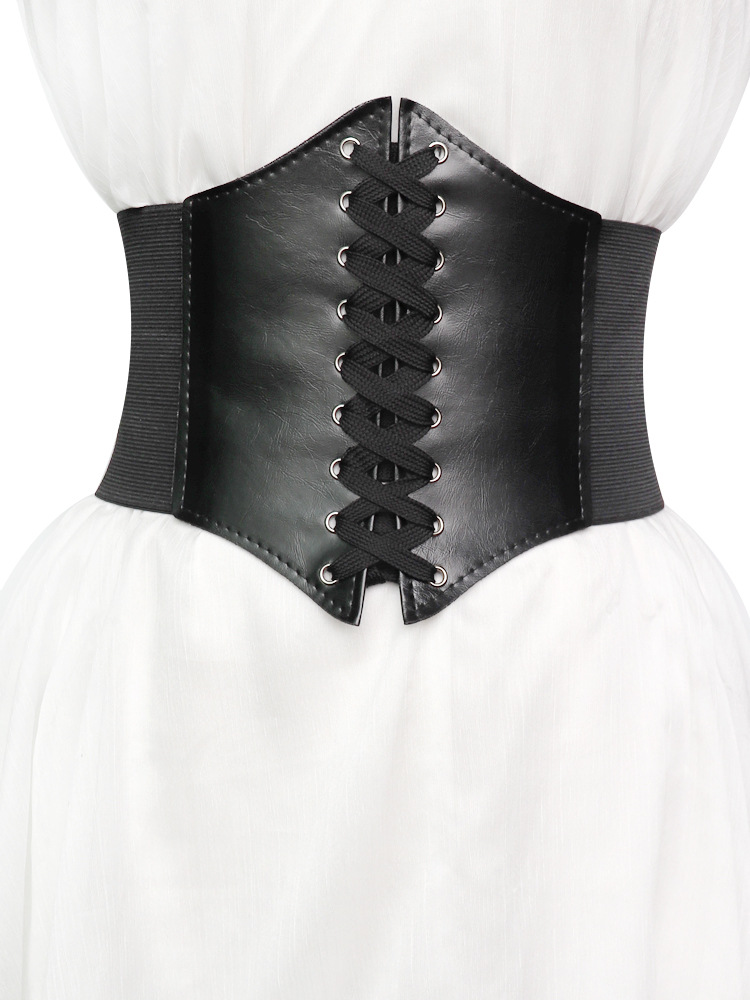 Corsés sexis para mujer, cinturón ancho de cuero PU con estilo adelgazante, corpiño, cinturones elásticos anchos de cintura alta, pretina femenina