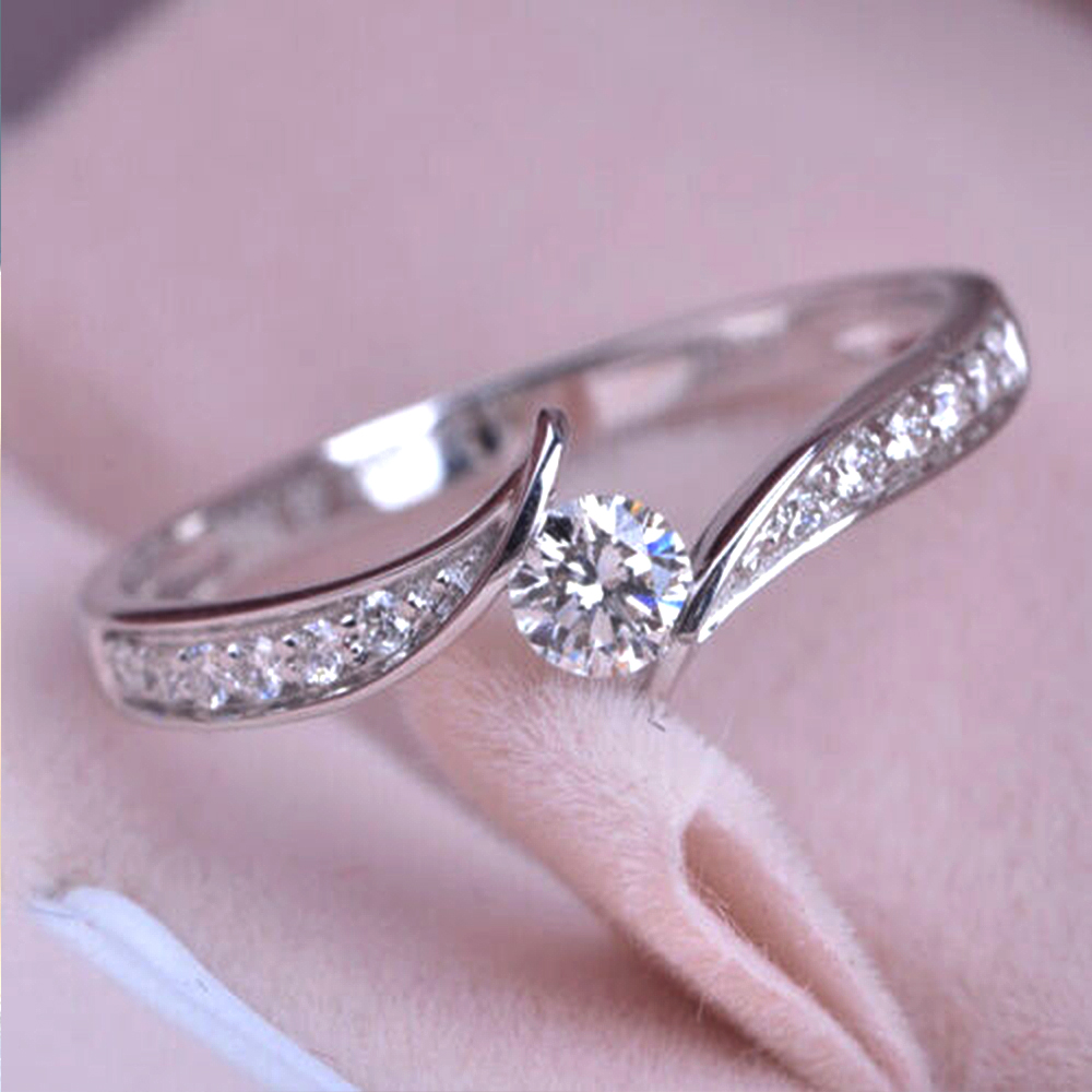 Huitan-Anillos De Compromiso minimalistas para mujer, circonita cúbica redonda, accesorios sencillos y elegantes, joyería de moda, 2022