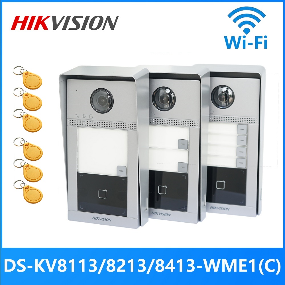 HIKVISION 1-4 botones DS-KV8113/8213/8413-WME1(C) timbre IP, timbre WiFi, teléfono de puerta, videoportero, impermeable, desbloqueo de tarjeta IC