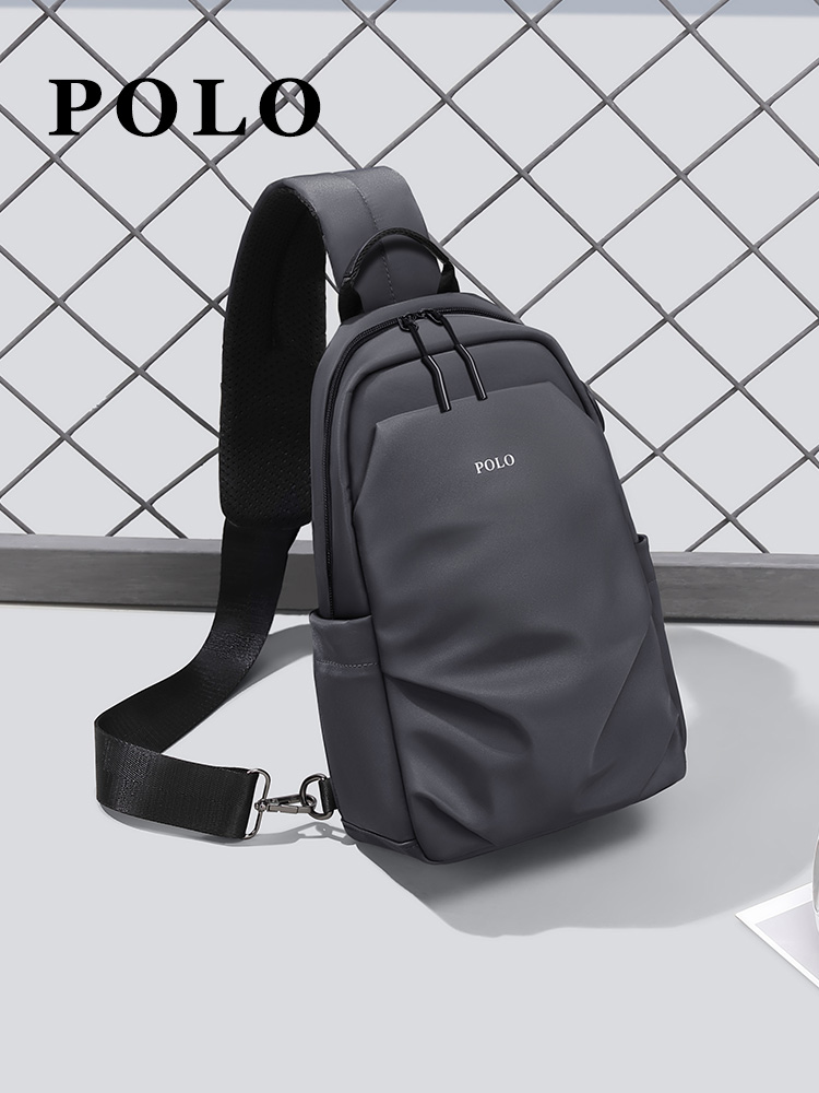 Polo Men's Casual Crossbody Bag Large Capaci Commuter Sports Small Backpack Street Trend Soft Oxford Cloth Zipper Closure