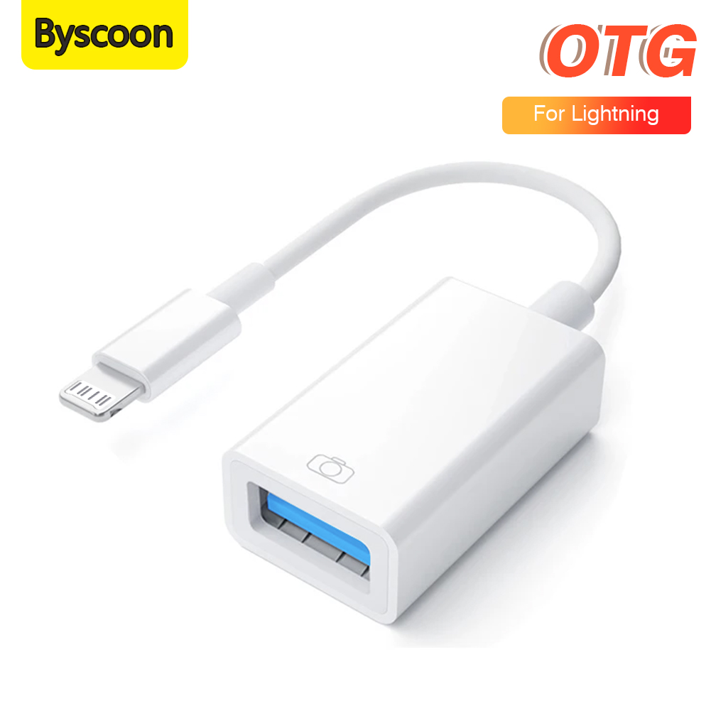 Кабель-адаптер Byscoon USB 3.0 OTG для iPhone 14 13 12 11 Pro Max Xs XR 7 8 Plus Lightning-USB Кабель-адаптер для камеры Конвертер