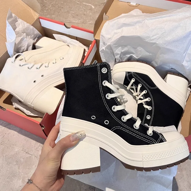 Klassische Damen-Plateau-Turnschuhe, Segeltuchschuhe, personalisierte Luxus-Absätze, Skateboard, Schnürung, Freizeitschuhe, modische Outdoor-Turnschuhe