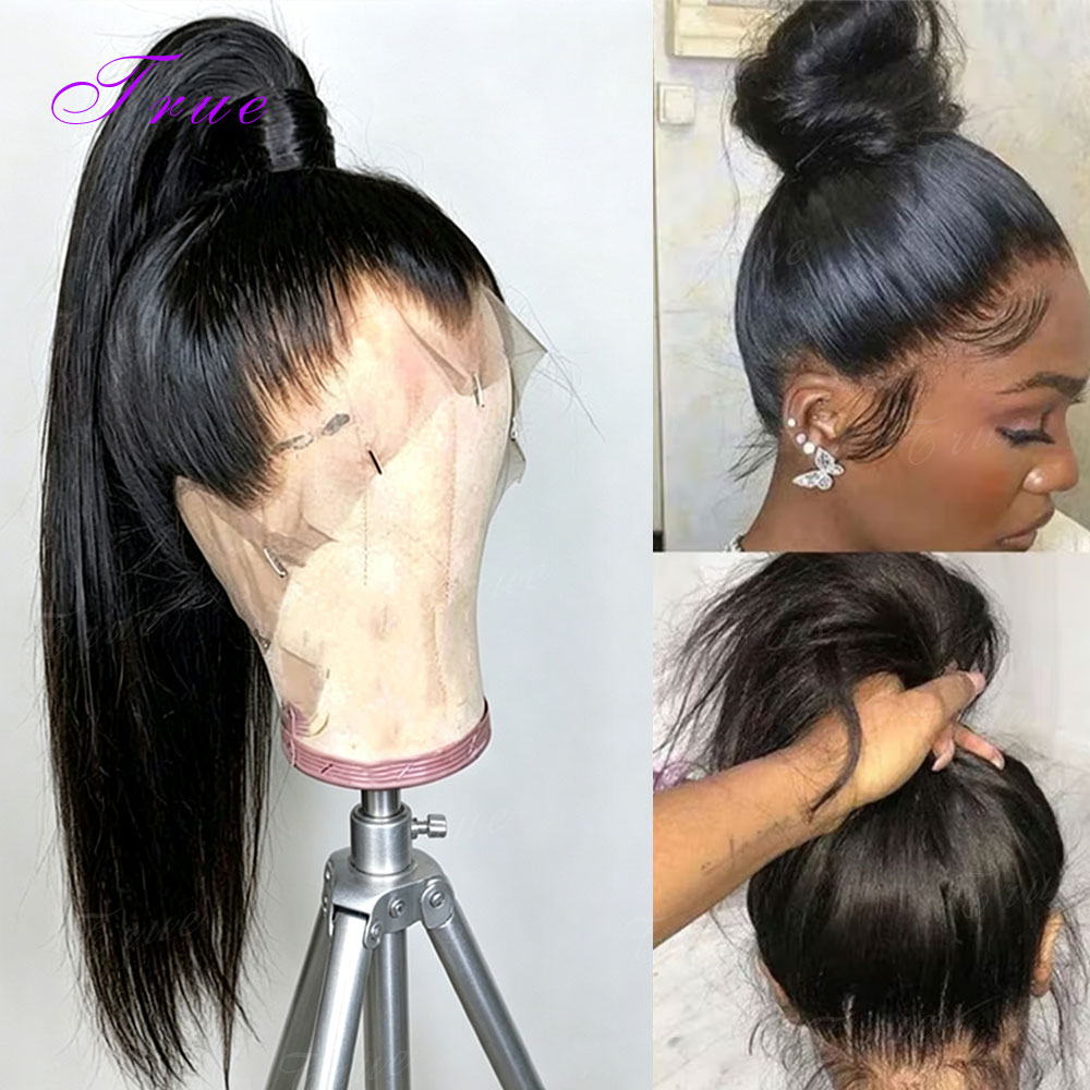 Pelucas de Cabello Humano Liso de 30 y 40 Pulgadas, Peluca Completa 360 con Encaje HD Transparente, Cabello Humano con Densidad 250, Pre-arrancada