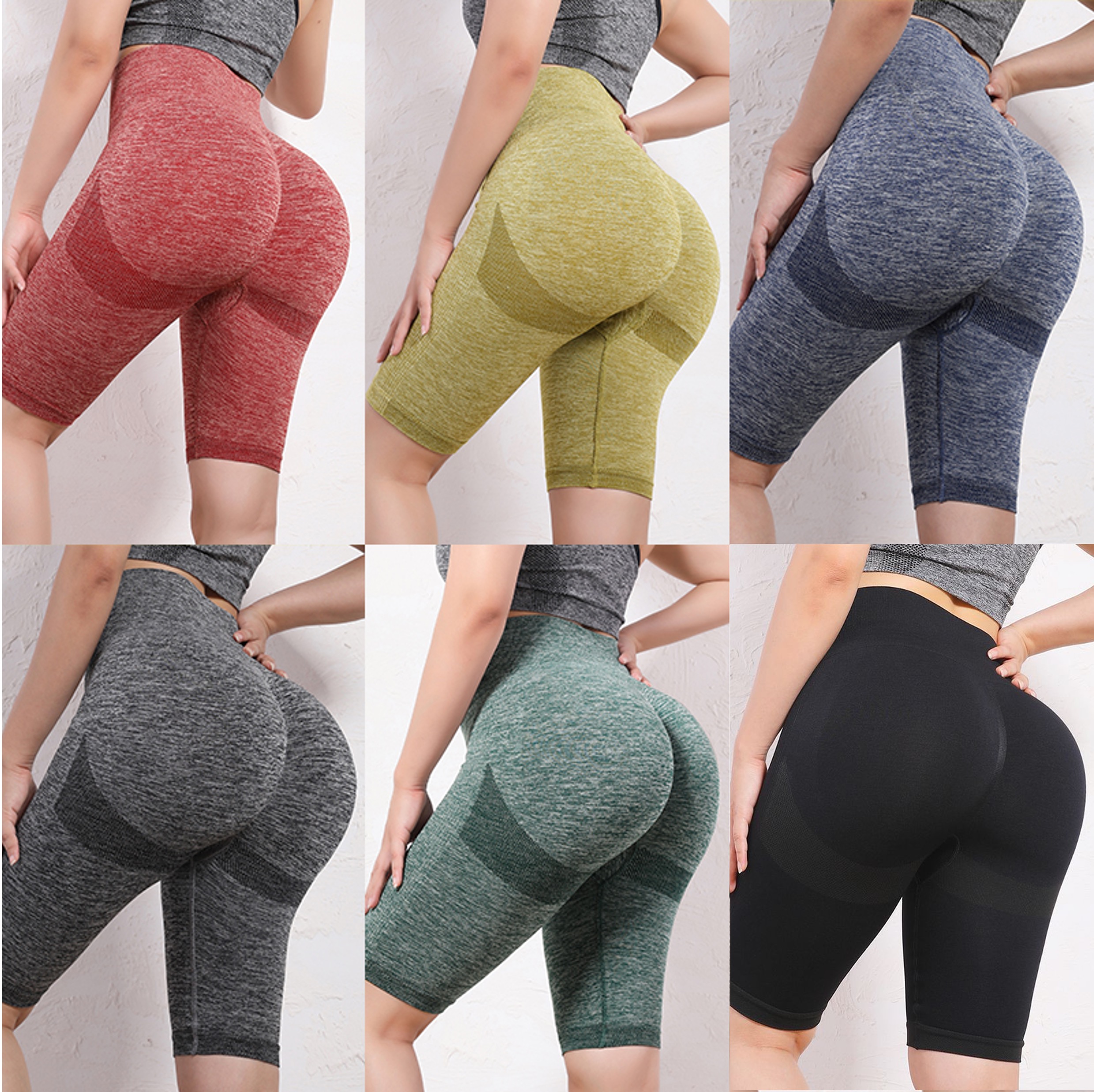 Pantalones cortos de Yoga elásticos para mujer, mallas de compresión de cintura alta con Control de barriga, fruncidos, sin costuras, levantamiento de glúteos, entrenamiento en el gimnasio