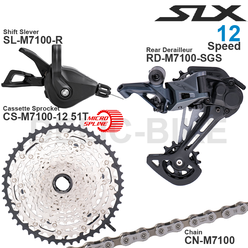 SHIMANO SLX M7100 1X12V Groupset Shifter Belakang Derailleur 12 Kecepatan 10-45T/51T Kaset Sprocket Rantai 124L untuk MTB Sepeda Asli