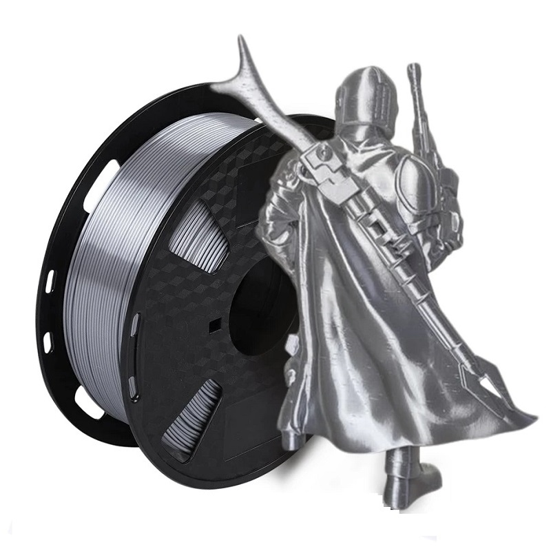 EasyThreed Impressora 3D Filamento de Seda PLA 1.75mm Filamento Sedoso PLA 1KG Alta Qualidade 3D PLA Preto Prata Sem Bolha Vácuo