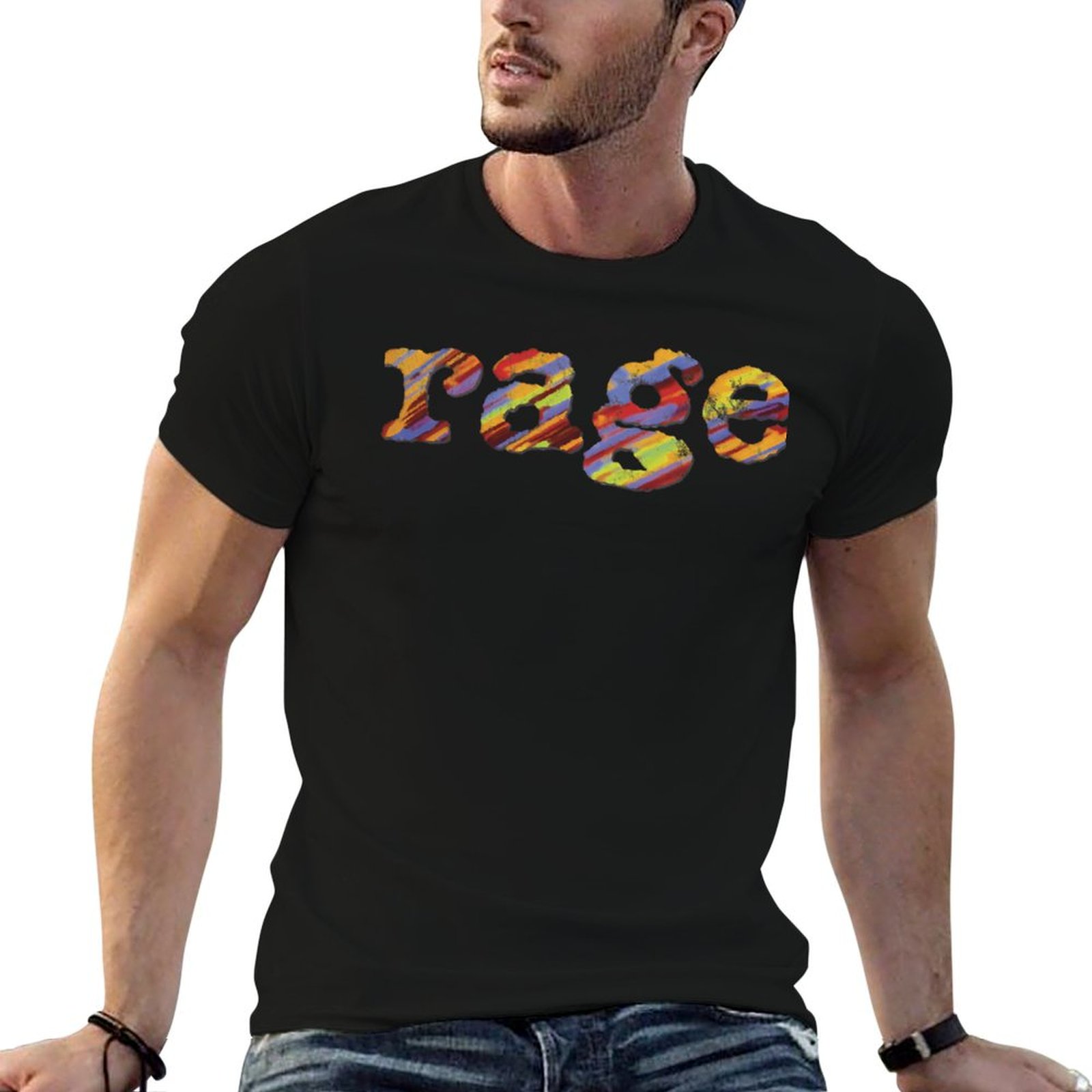 Винтажная футболка Rage Worn Look, мужские футболки для мужчин, мужская футболка, футболка из плотного хлопка